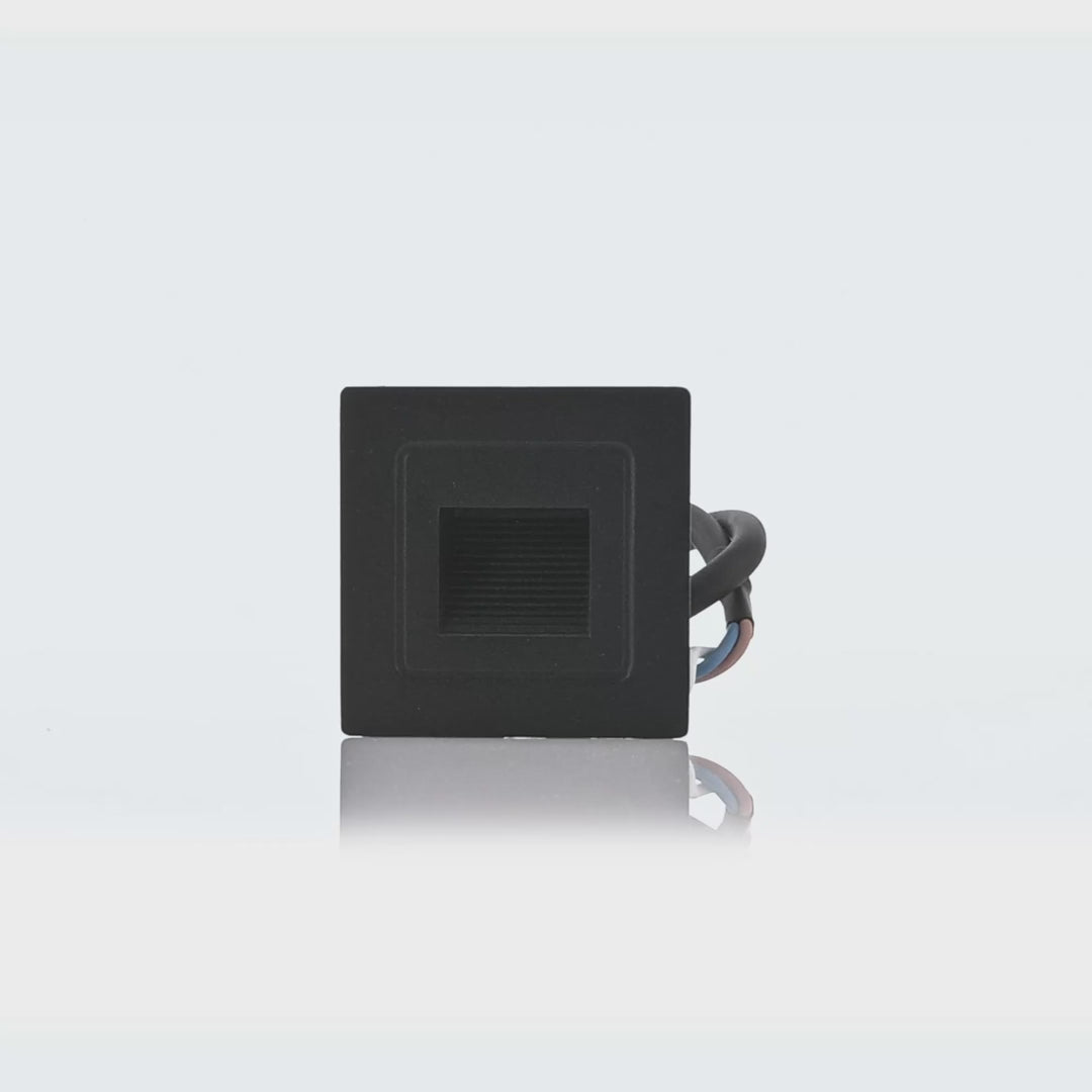Havit Trin Small Square Recessed LED Exterior Step Lights Tri- Black 1W 12V IP54- HV3111T-BLK-12V