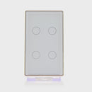 Havit Wifi 4 Gang with Gold Trim Wall Switch Clipsal White 4x300W 240V IP20 - HV9120-4