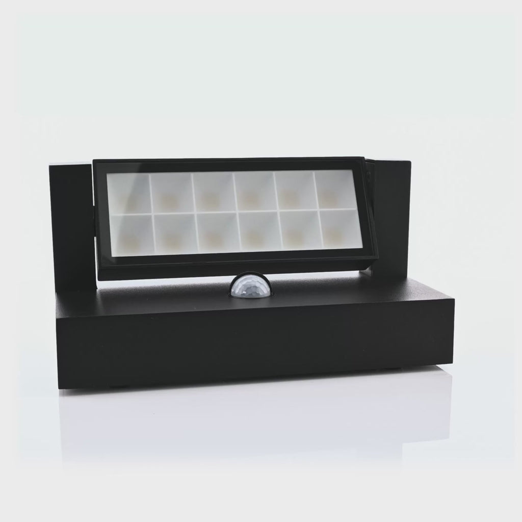 Havit Locu Adjustable LED Floodlights with Sensor Tri- Aluminium Black 24W 240V IP65- HV3732T-BLK-PIR