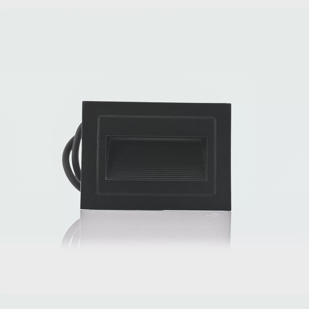 Havit Trin Rectangular Recessed LED Exterior Step Lights Tri- Black 5W 12V/240V IP54- HV3113T-BLK-240V, HV3113T-BLK-12V