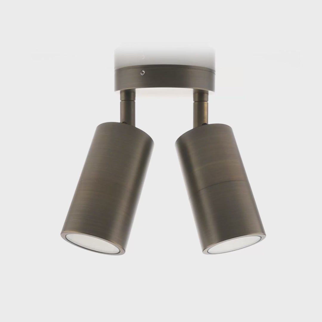 Havit Tivah Double Adjustable Pillar Exterior Wall Lights Tri - Antique Brass 2x3/5/7W / 2x5W 12V/240V IP65 - HV1395T-HV1397T