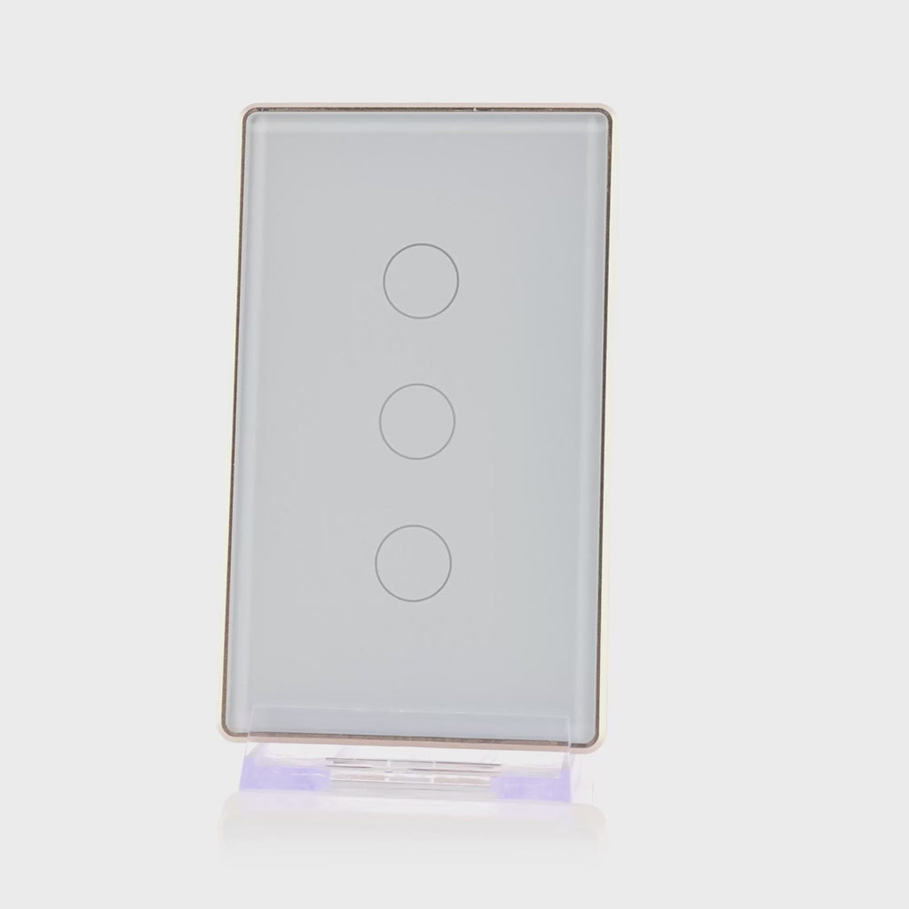 Havit Wifi 3 Gang with Gold Trim Wall Switch Clipsal White 3x300W 240V IP20 - HV9120-3
