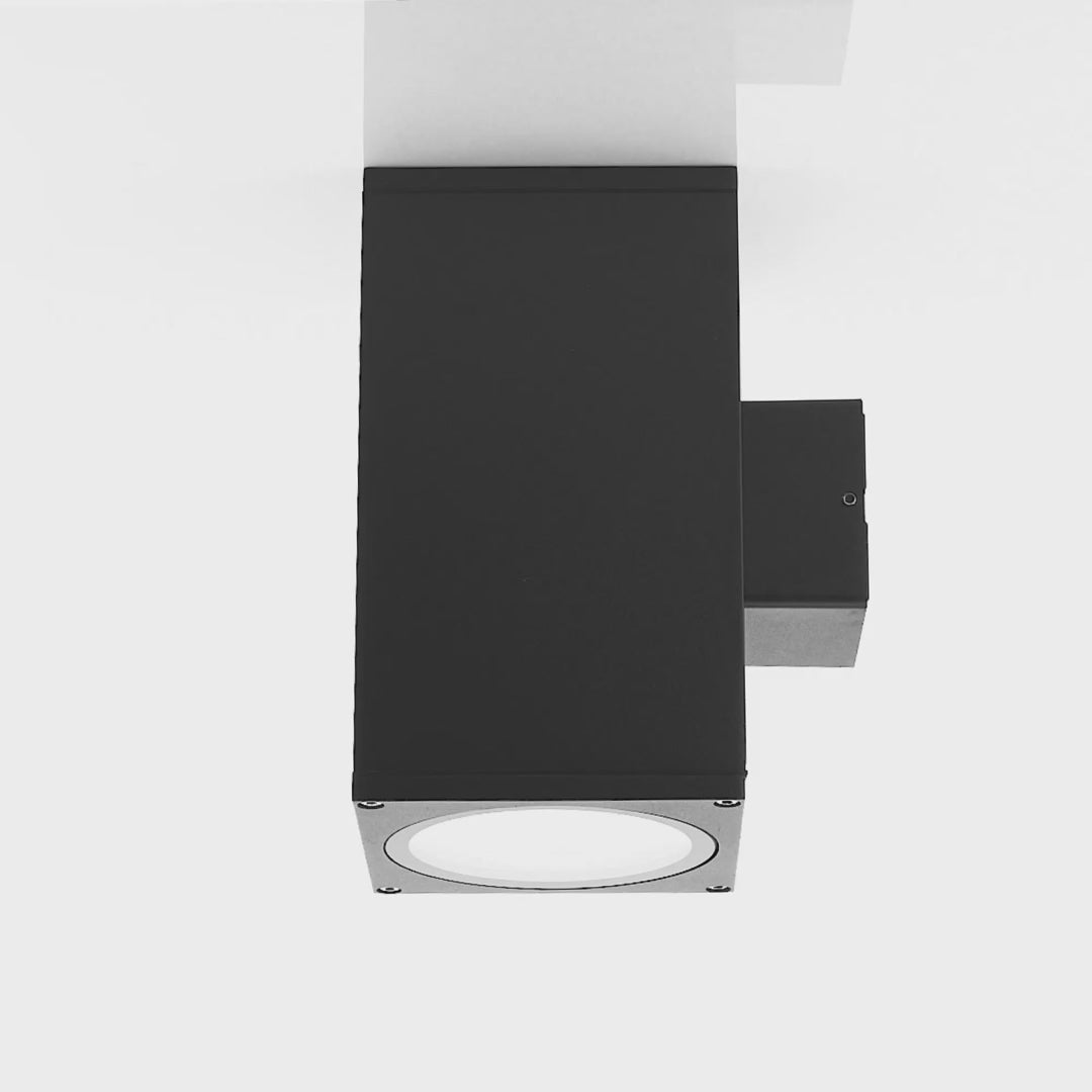 Havit Porter Square Large Up & Down Exterior Wall Lights Tri - Black 2x15W 240V IP54 - HV3629T-BLK-SQ