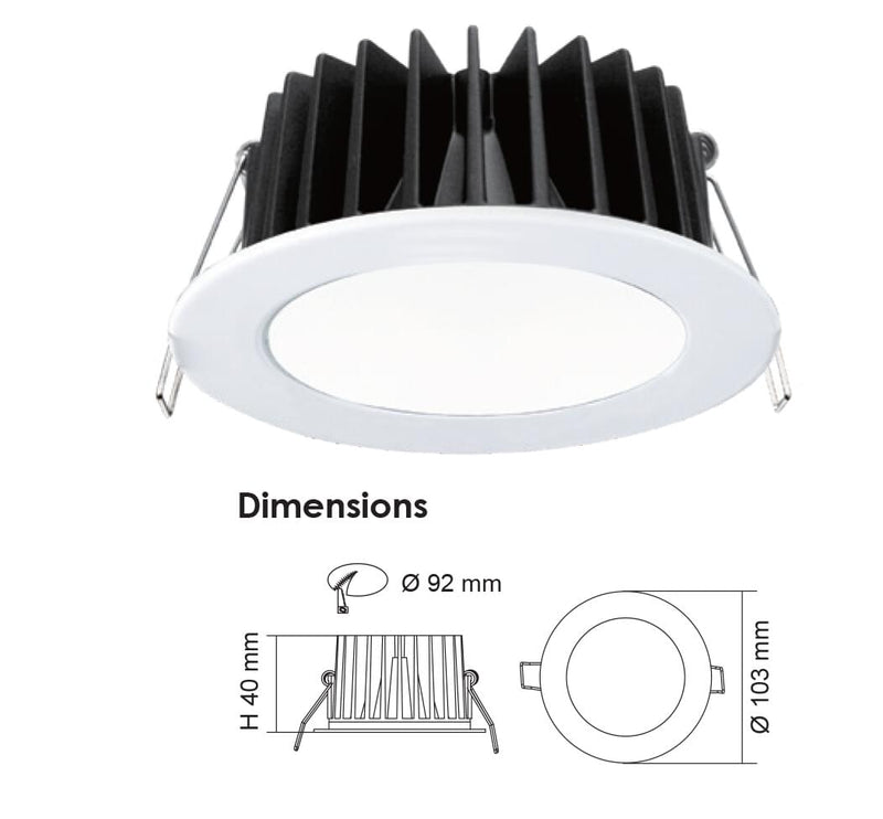 SAL ECOGEM flickerGUARD S9041TC2 FG LED Downlights Tri - White 10W 240V - S9041TC2/WH/FG - SAL Lighting