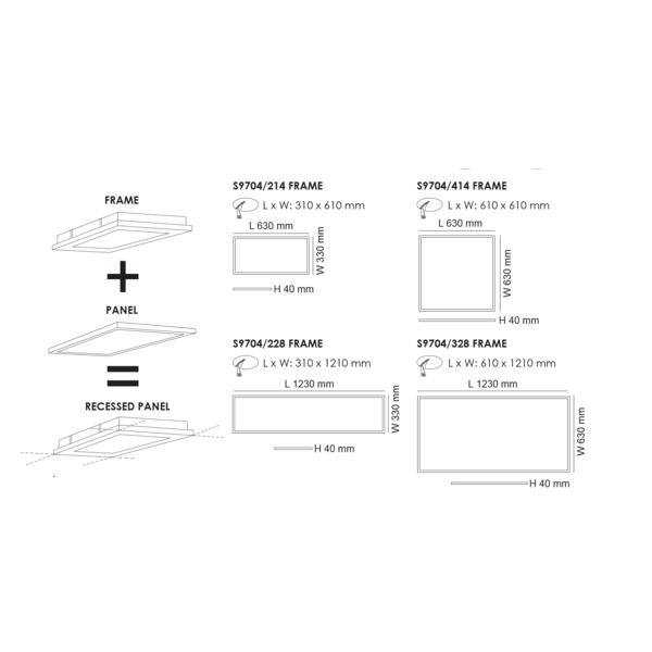 SAL Recessed Metric Ceiling Frame LED Panels and Troffers White - S9704 - SAL Lighting