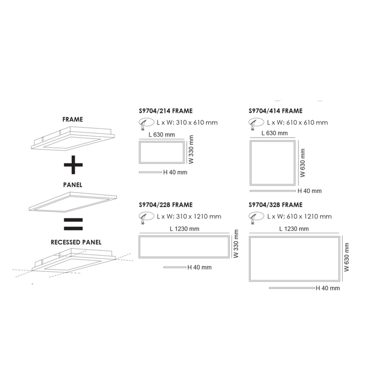 SAL Recessed Metric Ceiling Frame LED Panels and Troffers White - S9704 - SAL Lighting