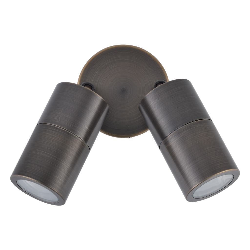 Domus Shadow 2LT Adjustable Exterior Wall Lights Tri- Bronze/ Brass 240V IP65-  49062, 49064