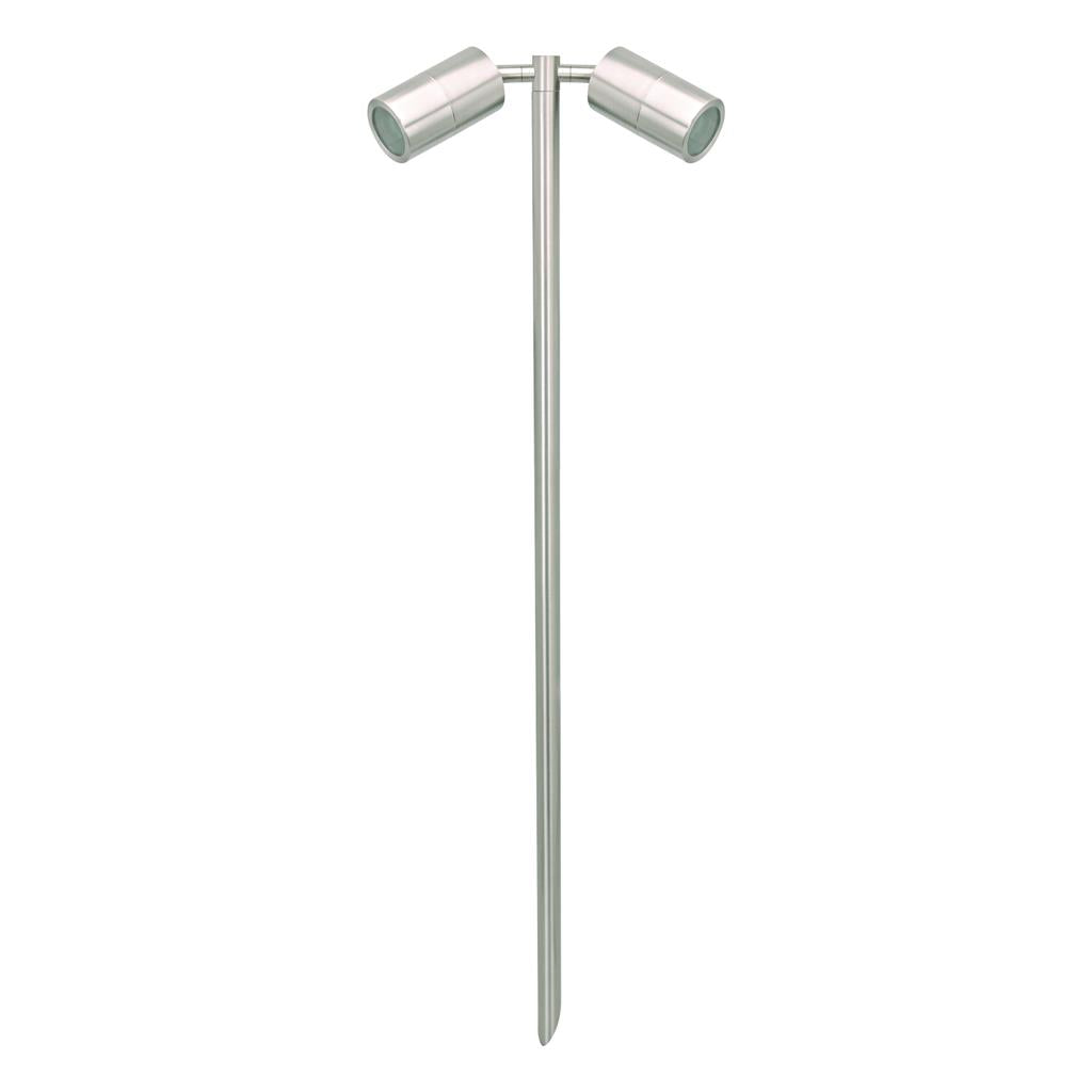 Domus Shadow 2 Light Adjustable MR16 Garden Spike Lights Tri - Black/ Stainless Steel 2x20W 12V IP65 - 49088, 49089