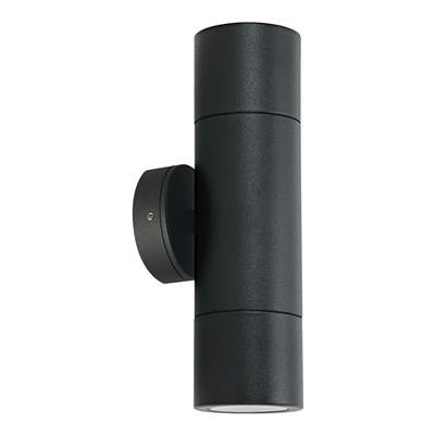 49026 Shadow 2 Light Fixed Up/Down Wall Bracket 35W 240V IP65 GU10 Spotlight - Textured Black Trio Domus Lighting