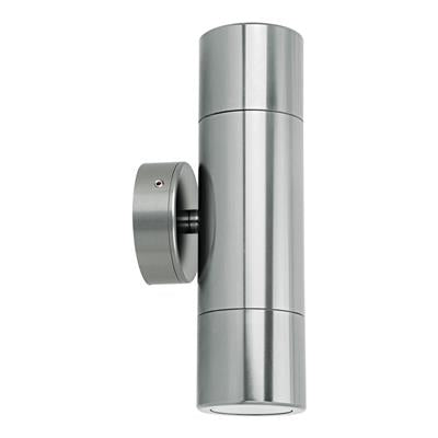 49028 Shadow 2 Light Fixed Up/Down Wall Bracket 35W 240V IP65 GU10 Spotlight - Titanium Silver Trio Domus Lighting