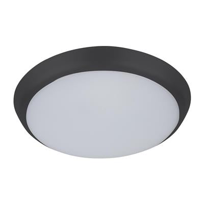 Domus Solar-200mm Round Slimline Dimmable LED Oysters Tri- Black 15W 240V IP54 - 20939