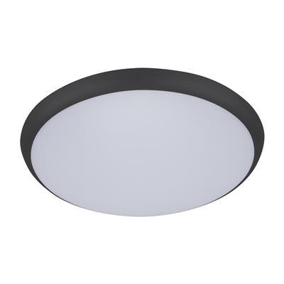 Domus Solar-400mm Round Slimline Dimmable LED Oysters Tri- Black 35W 240V IP54 - 20943