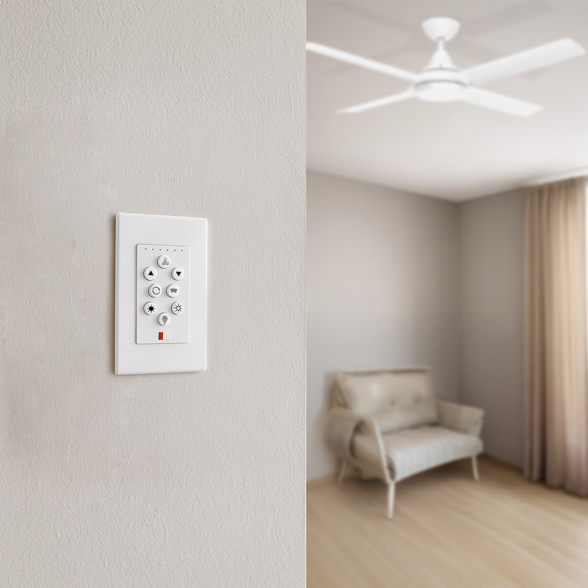 Brilliant ISODCWALLCONTROL DC ceiling fan wall controller with isolation switch