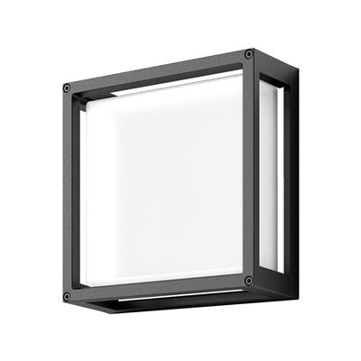 19650 York 12W LED Square Wall Light 240V IP65 - Dark Grey 3000K Domus Lighting