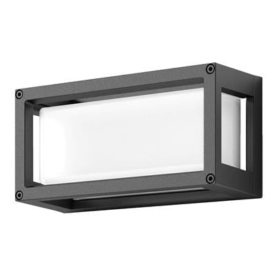 19644 York 7W LED Rectangle Wall Light 240V IP65 - Dark Grey 3000K Domus Lighting