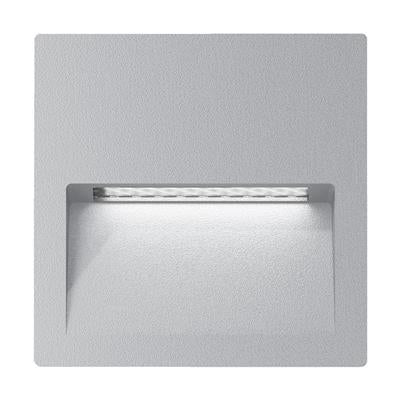 Domus Zac-4 Square Recessed LED Exterior Step Lights 3000K 5000K Silver 4W 240V IP65 - 19739, 19740