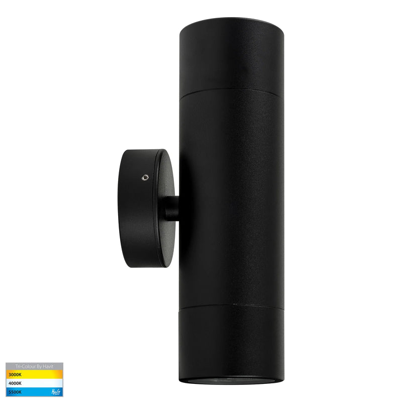 Maxi Tivah Aluminium Black TRI Colour Up & Down Wall Pillar Lights HV1028T - Eco Smart Lighting