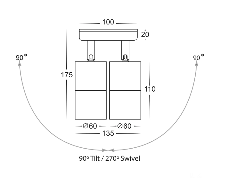 Havit Tivah Double Adjustable Pillar Exterior Wall Lights Tri - Solid Brass 2x3/5/7W 240V IP65 - HV1355T-HV1357T- Havit Lighting