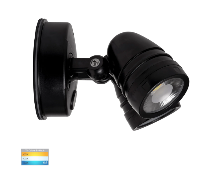 Havit Focus Polycarbonate Double Adjustable Spot Wall Light Tri- Black 2x15W 240V IP65 - HV3793T-BLK