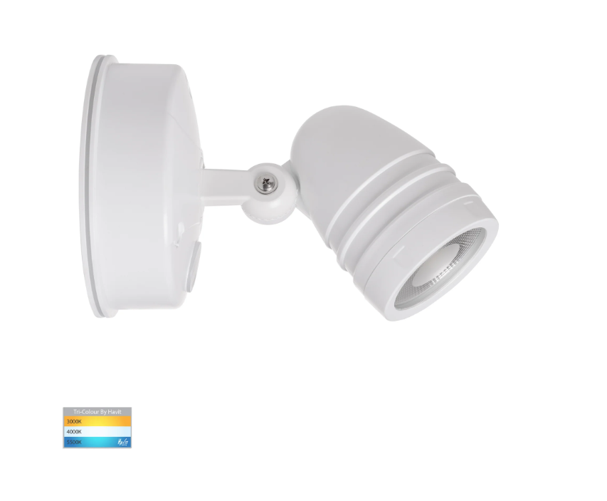 Havit Focus Polycarbonate Single Adjustable Spot Wall Light Tri - White 15W 240V IP65 - HV3791T-WHT- Havit Lighting