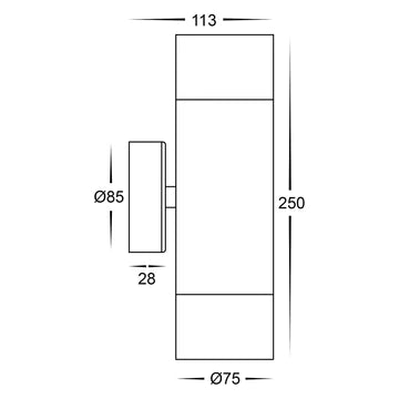 Havit Maxi Tivah Up & Down Pillar Exterior Wall Lights Tri - Black 2x12W 240V IP65 - HV1028T - Havit Lighting