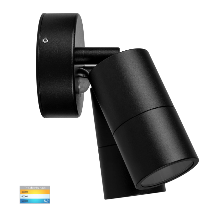 Havit Tivah with Sensor Double Adjustable Spot Exterior Wall Lights Tri - Black 2x3/5/7W / 2x12W 240V IP65 - HV1325T-PIR, HV1326T-PIR