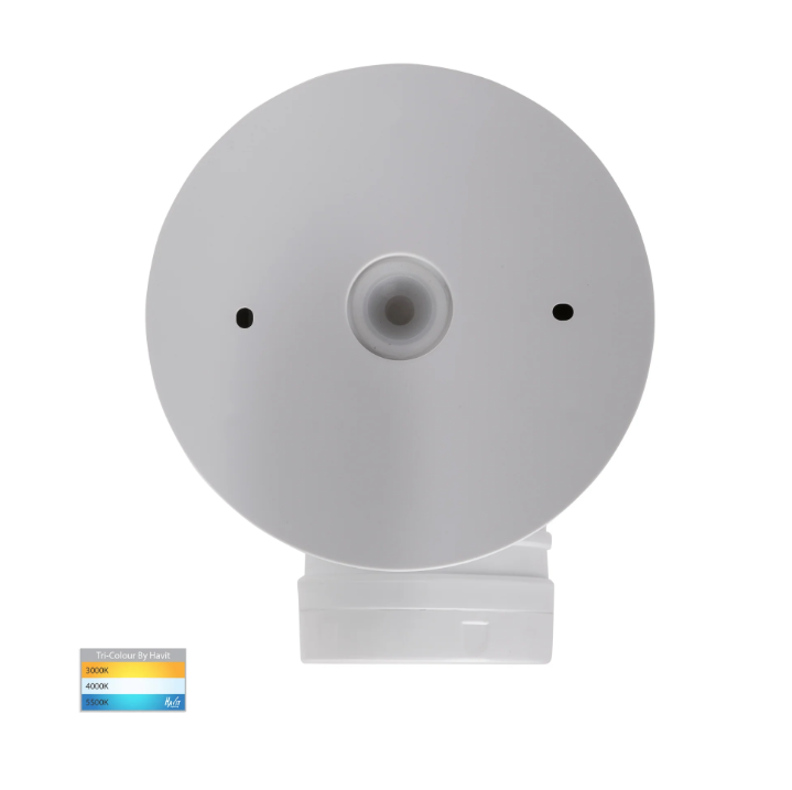 Focus Polycarbonate White 15W 240V IP65 Single Adjustable Spot Light With Sensor - HV3792T-WHT - Havit Lighting