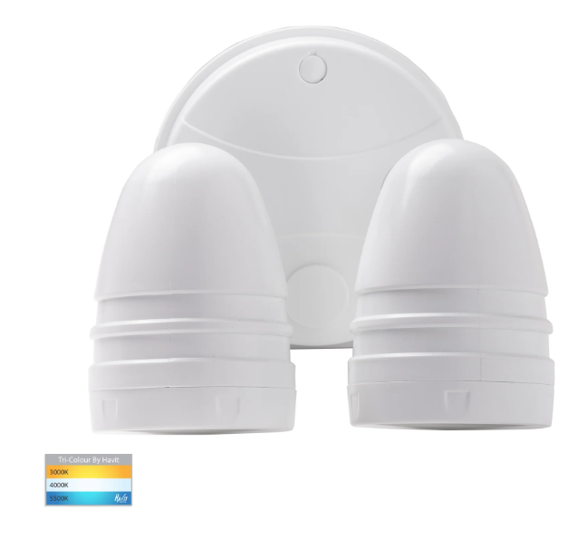 Havit Focus Polycarbonate Double Adjustable Spot Wall Light Tri - White 2x15W 240V IP65 - HV3793T-WHT