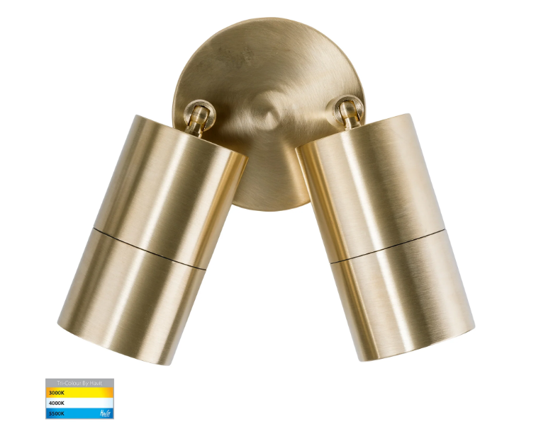 Havit Tivah Double Adjustable Pillar Exterior Wall Lights Tri - Solid Brass 2x3/5/7W 240V IP65 - HV1355T-HV1357T- Havit Lighting