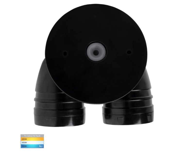 Havit Focus Polycarbonate Double Adjustable Spot Wall Light Tri - Black 2x15W 240V IP65 - HV3794T-BLK