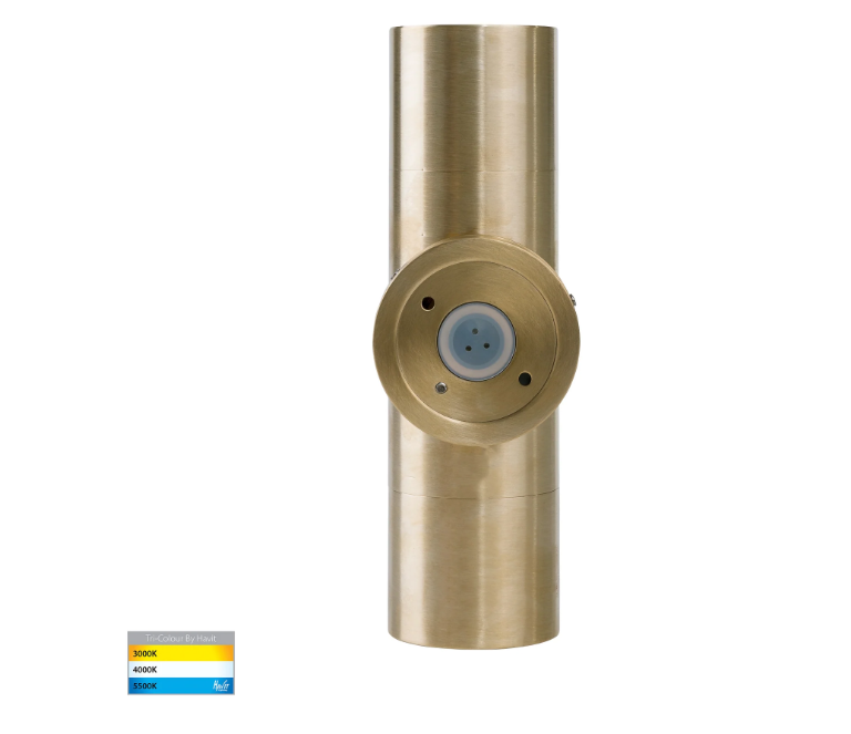 HV1055T-HV1057T - Tivah Solid Brass TRI Colour Up & Down Wall Pillar Lights- Havit Lighting