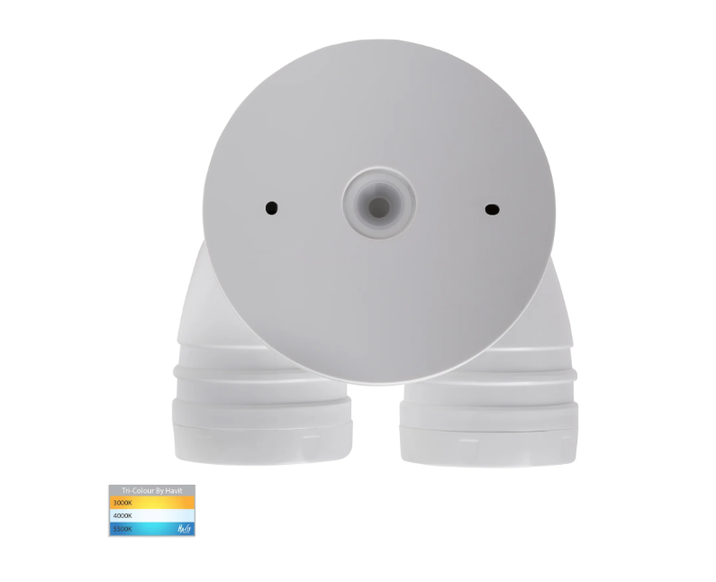 Focus Polycarbonate White 2 x 15W 240V IP65 Double Adjustable Spot Light - HV3793T-WHT - Havit Lighting