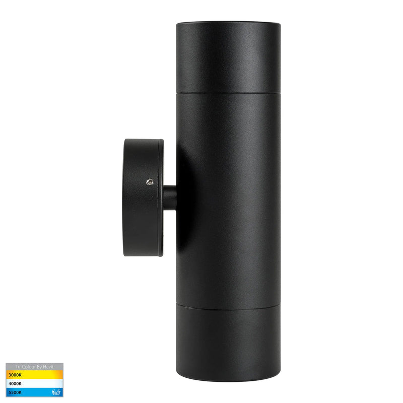 Havit Maxi Tivah Up & Down Pillar Exterior Wall Lights Tri - Black 2x12W 240V IP65 - HV1028T - Havit Lighting