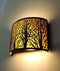 AUTUMN03W: Interior single wall lamp. SES x 2 60W Curved Aged Bronze with Amber Lining OD280mm x H200mm. CLA Lighting