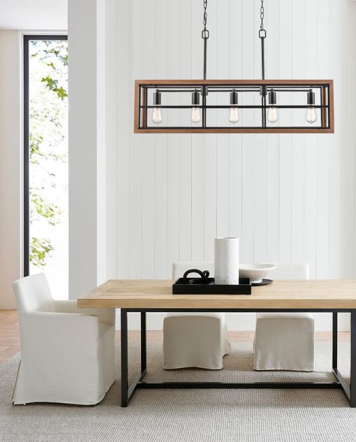 CLA BANQUET: Rectangular Wood Frame Interior Pendant Bronze - BANQUET1 - CLA Lighting