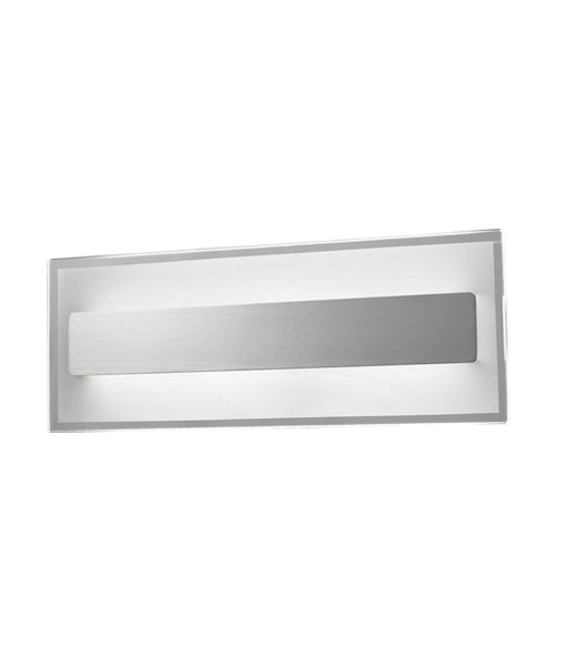 CLA Barcelona Clear Border Frosted Inner Rectangular Brushed Interior Wall Light 3000K Satin Chrome 10W 240V IP20 - BARCELONA