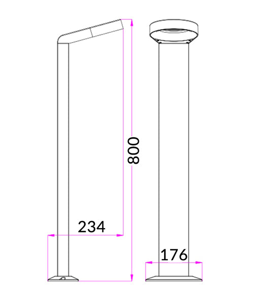CLA BOL: Exterior Lights LED Bollards 3000K Grey 7W 100-240V IP54 - BOL2A, BOL3A, BOL4A