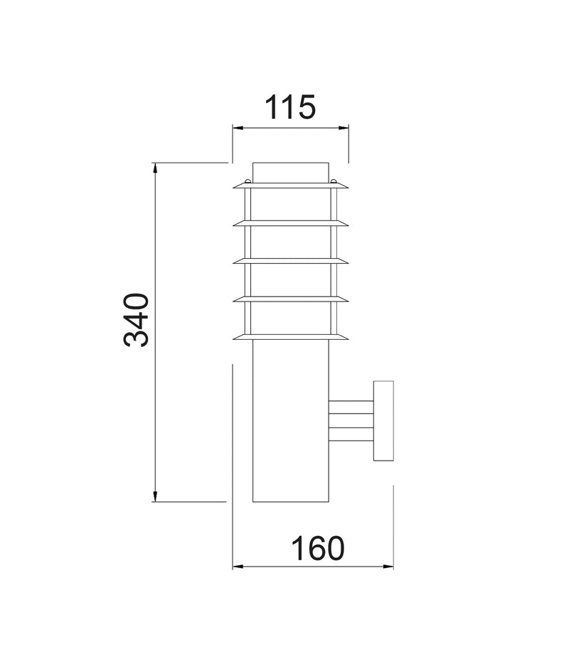 CLA BORDA: Exterior Surface Mounted Louvred Wall Lights & LED Bollards Black 220-240V IP44 - BORDA1, BORDA3, BORDA5 - CLA Lighting