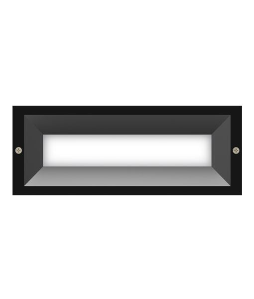 BRICK0003: Exterior LED Recessed Wall Lights. WALL LED 240V RECD Dark Grey Rect Frosted Diffused 3000K 13W IP65 100D (540 Lumens) 3YR warranty 