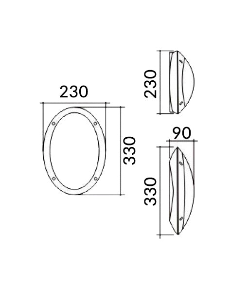 CLA BULK: Oval LED Bulkhead 4000K Black 12W 220-240V IP66 - BULK3 - CLA Lighting