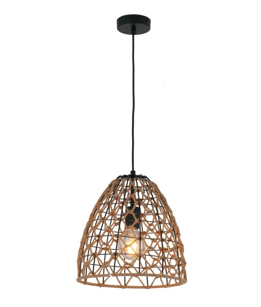 CLA CANAMO: Bohemian Natural Hemp Rope & Black Hardware Interior Pendant Ellipse / Dome 220-240V - CANAMO1, CANAMO2