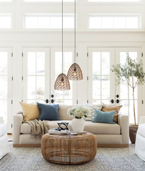 CLA CANAMO: Bohemian Natural Hemp Rope & Black Hardware Interior Pendant Ellipse / Dome 220-240V - CANAMO1, CANAMO2