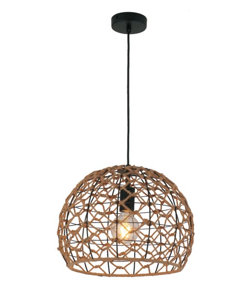 CLA CANAMO: Bohemian Natural Hemp Rope & Black Hardware Interior Pendant Ellipse / Dome 220-240V - CANAMO1, CANAMO2 - CLA Lighting