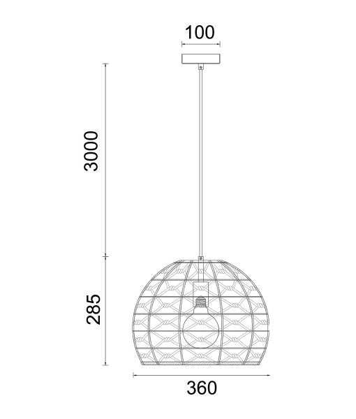 CLA CANAMO: Bohemian Natural Hemp Rope & Black Hardware Interior Pendant Ellipse / Dome 220-240V - CANAMO1, CANAMO2
