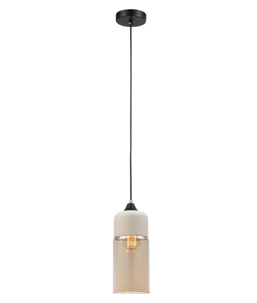 CLA CASA: White with Amber Glass Interior Pendant Jar/ Wine/ Oblong 220-240V - CASA1, CASA2, CASA3
