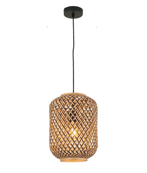 CLA CESTA: Bohemian Cylinder Bamboo Cage Interior Pendant Brown / Natural 220-240V - CESTA1 - CLA Lighting