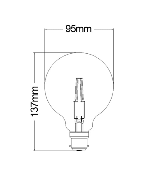 CLA G125 LED Filament Lamps and Globes 2200K Carbon 6W 220-250V IP20 - CF3A, CF4A - CLA Lighting