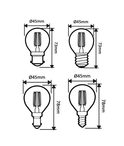 CLA Fancy Round LED Filament Dimmable Lamps and Globes 2700K 6000K 4W 180-260V IP20 - CFDIM - CLA Lighting