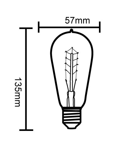 CLA ST57 Carbon Filament Lamps and Globes 2000K Pear 25W 220-240V - CLACFC25BC, CLACFC25ES - CLA Lighting