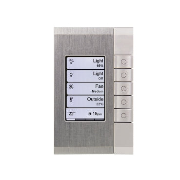 Clipsal Wall Plate, C-Bus, Saturn, EDLT, 5 Keys Clipsal Products Pure White / Espresso Black / Horizon Black / Ocean Mist / Stainless Steel IP20 - 5085EDLB - Eco Smart Lighting